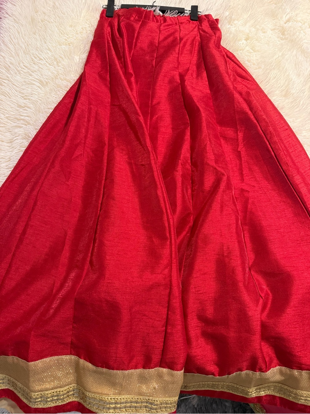 Red Women's Skirt with Gold Trim
